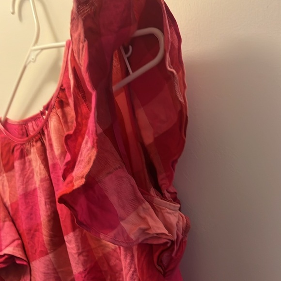 Kate Spade New York pink plaid Picnic woven flutter Sleeve Top size medium - Picture 6 of 9